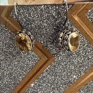 Elegant Sterling Silver and Smokey Topaz Pierced Earrings